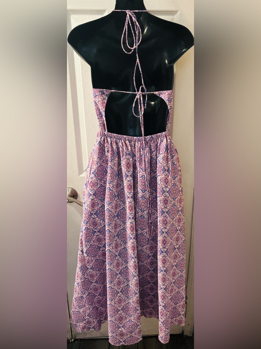 Mango Lavender Patterned Midi Dress - Spaghetti Strap - Picture 6 of 8